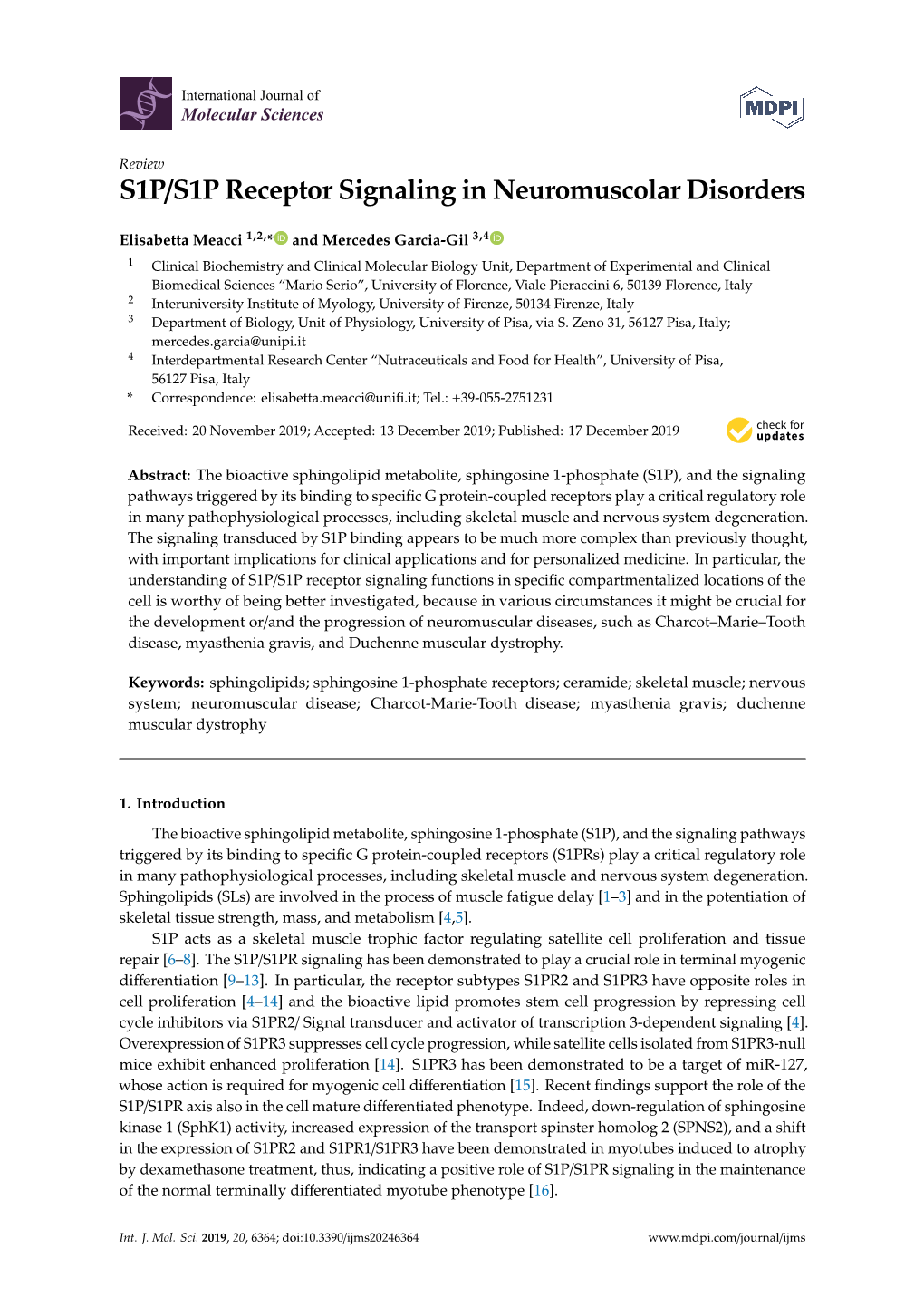 S1P/S1P Receptor Signaling in Neuromuscolar Disorders