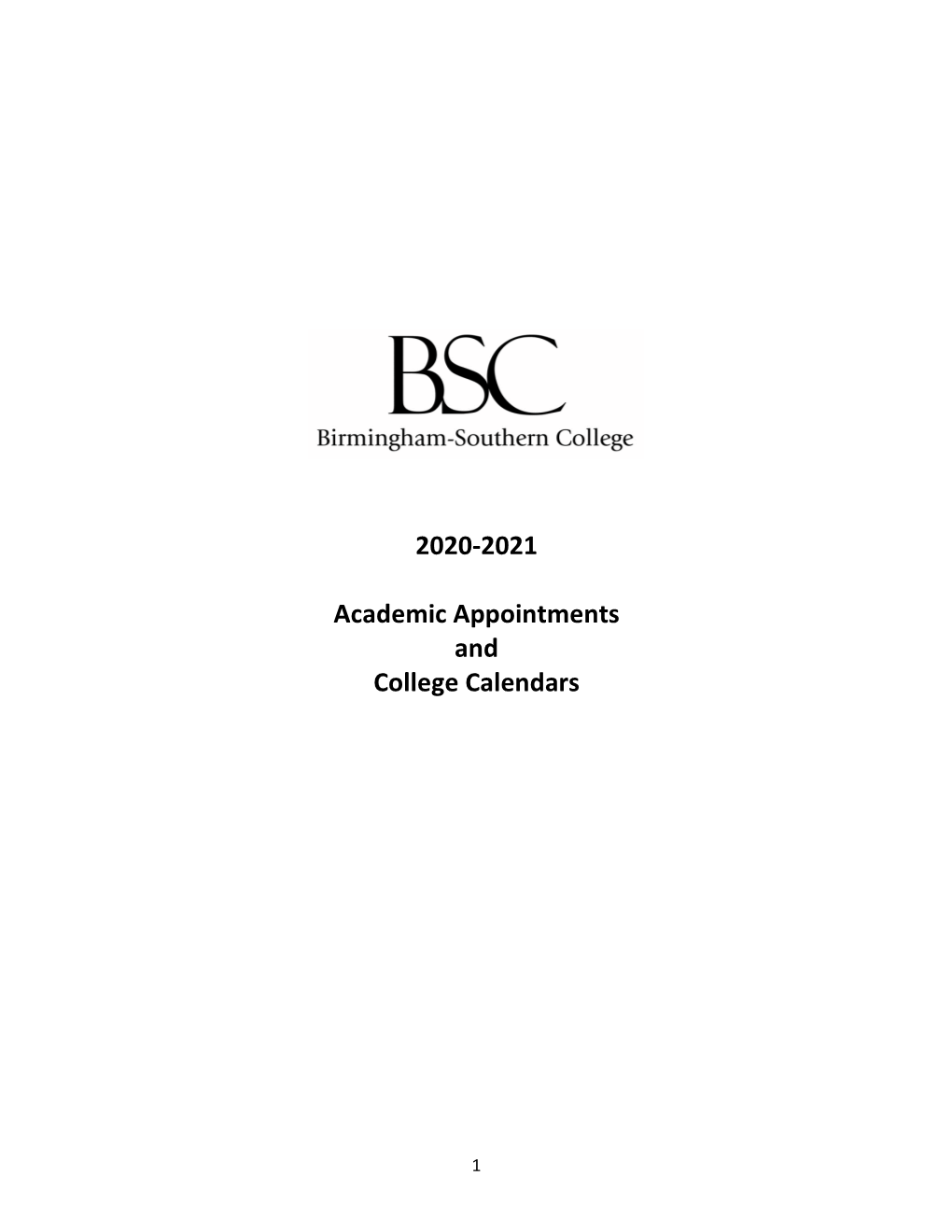 2020-2021 Academic Appointments and College Calendars