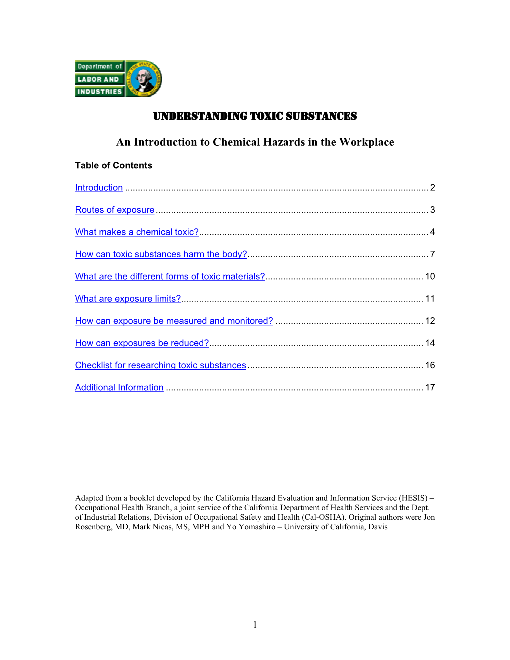 Understanding Toxic Substances: an Introduction to Chemical Hazards In