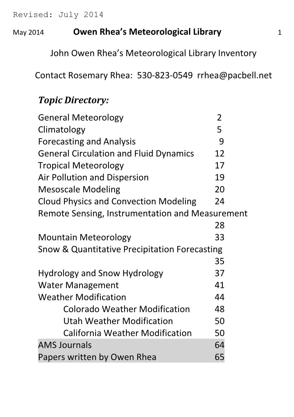 Owen-Rhea-Meteorological-Library