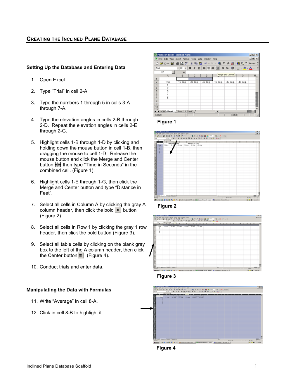 To Create the Inclined Plane Database