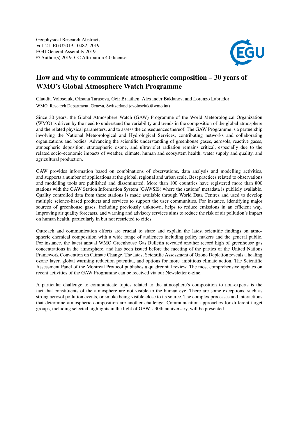 30 Years of WMO's Global Atmosphere Watch Programme