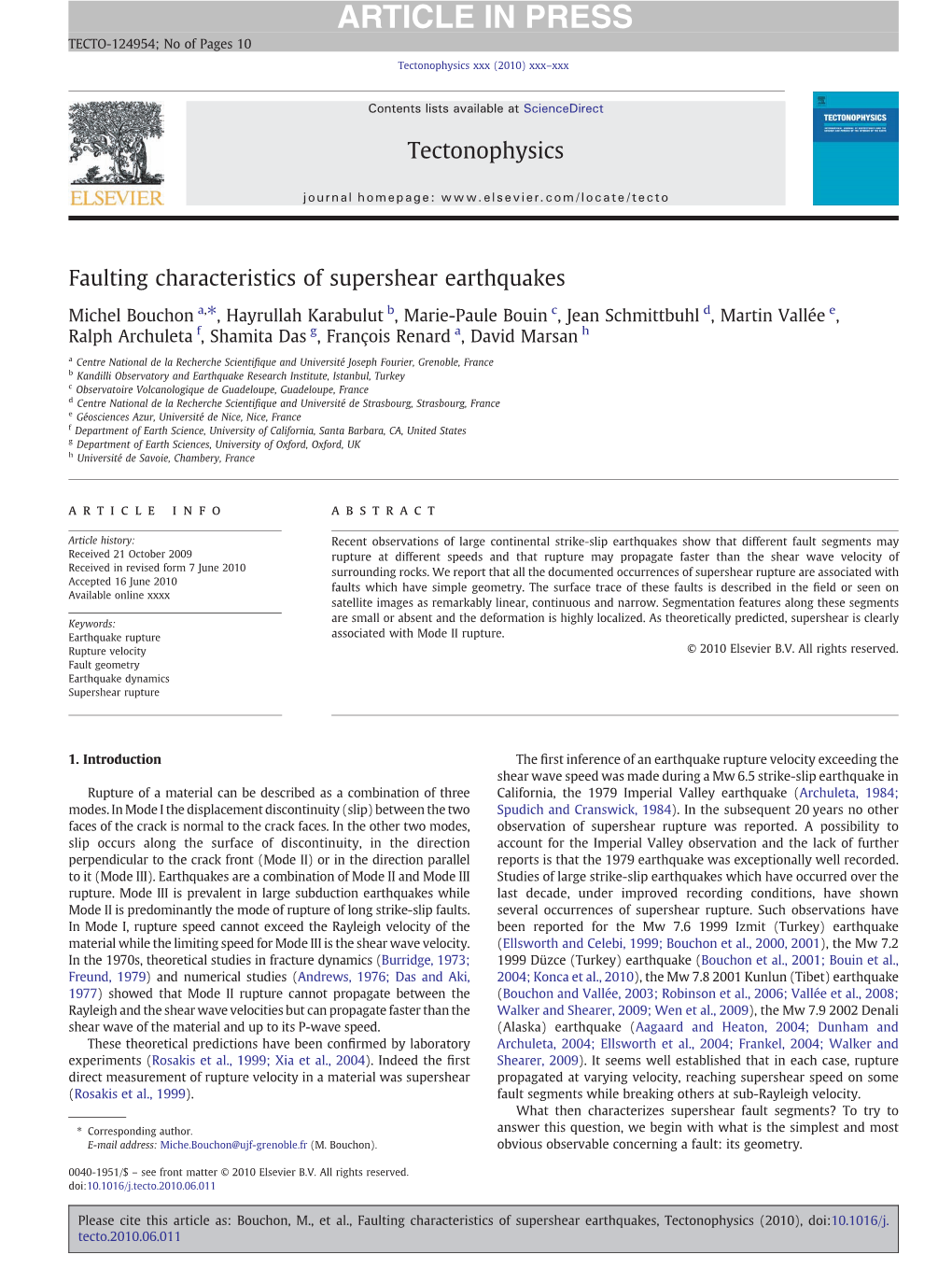 Faulting Characteristics of Supershear Earthquakes