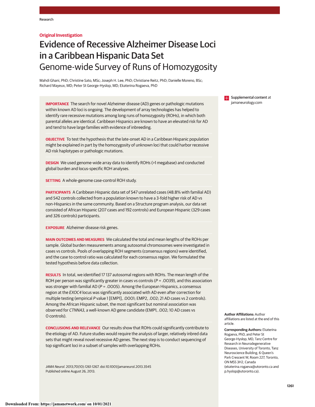 Genome-Wide Survey of Runs of Homozygosity