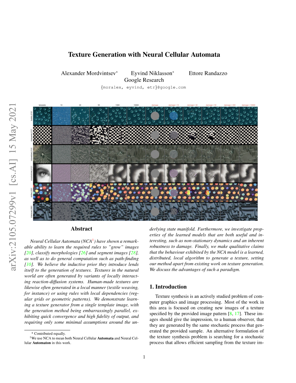 Texture Generation with Neural Cellular Automata