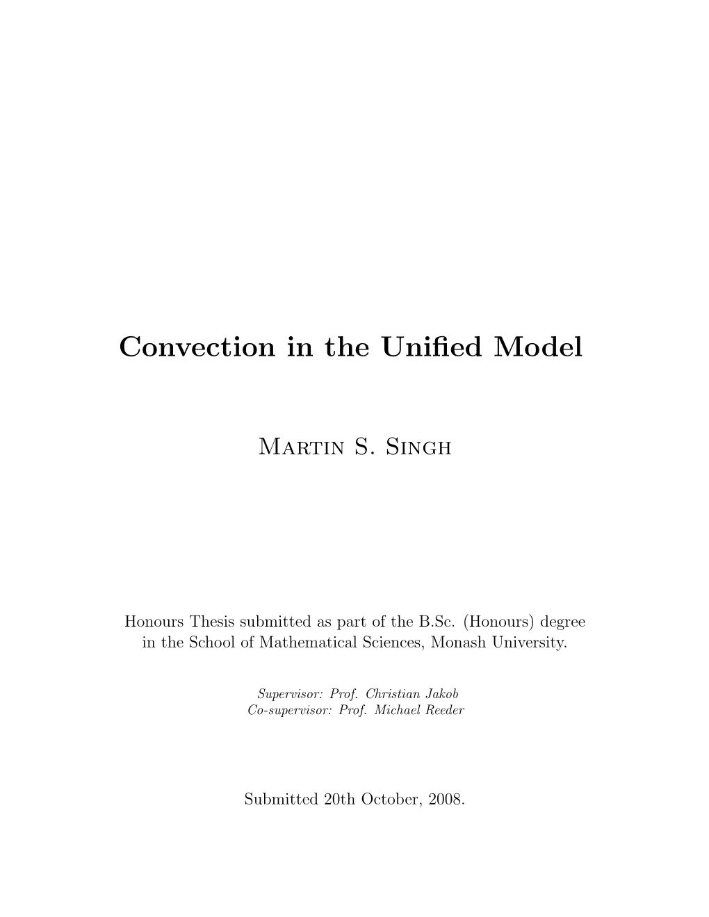 Convection in the Unified Model