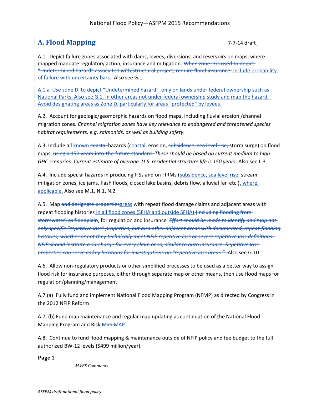 National Flood Policy ASFPM 2015 Recommendations