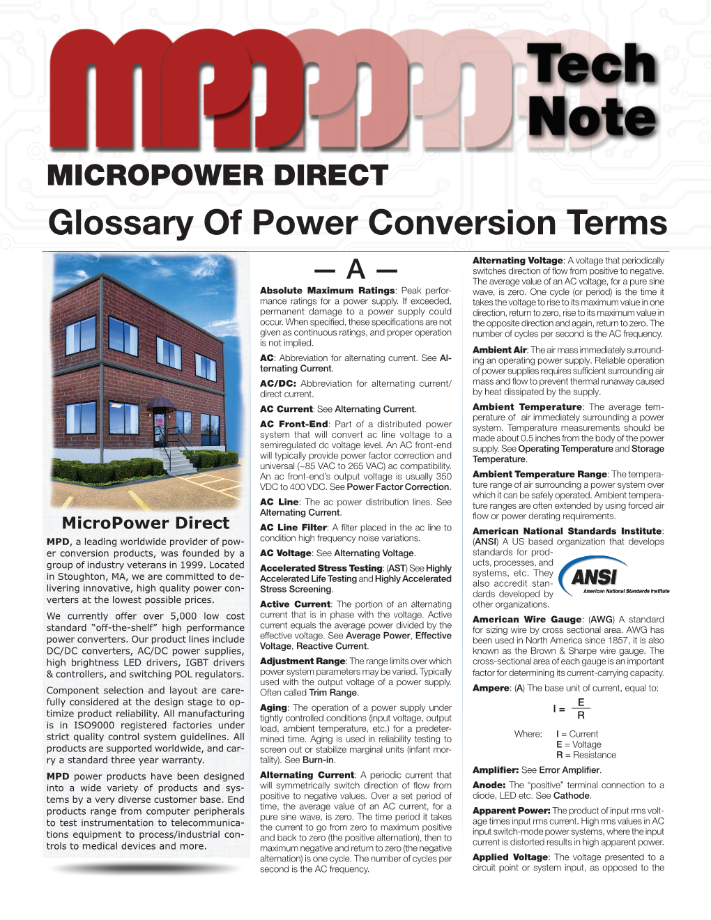 Micropower Direct Power Glossary