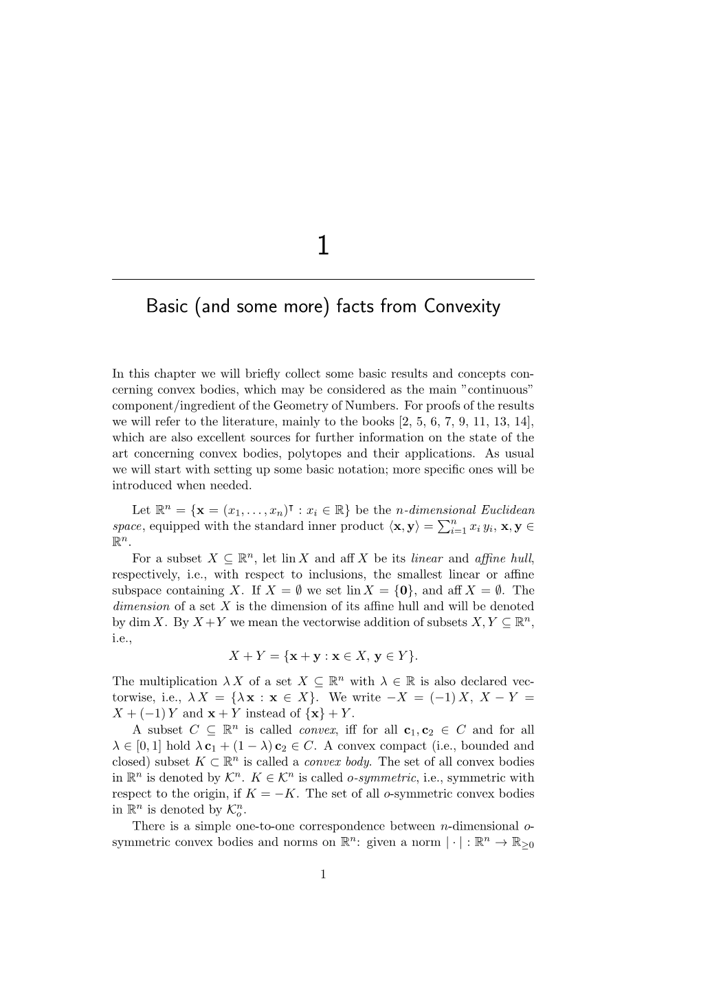 Basic (And Some More) Facts from Convexity