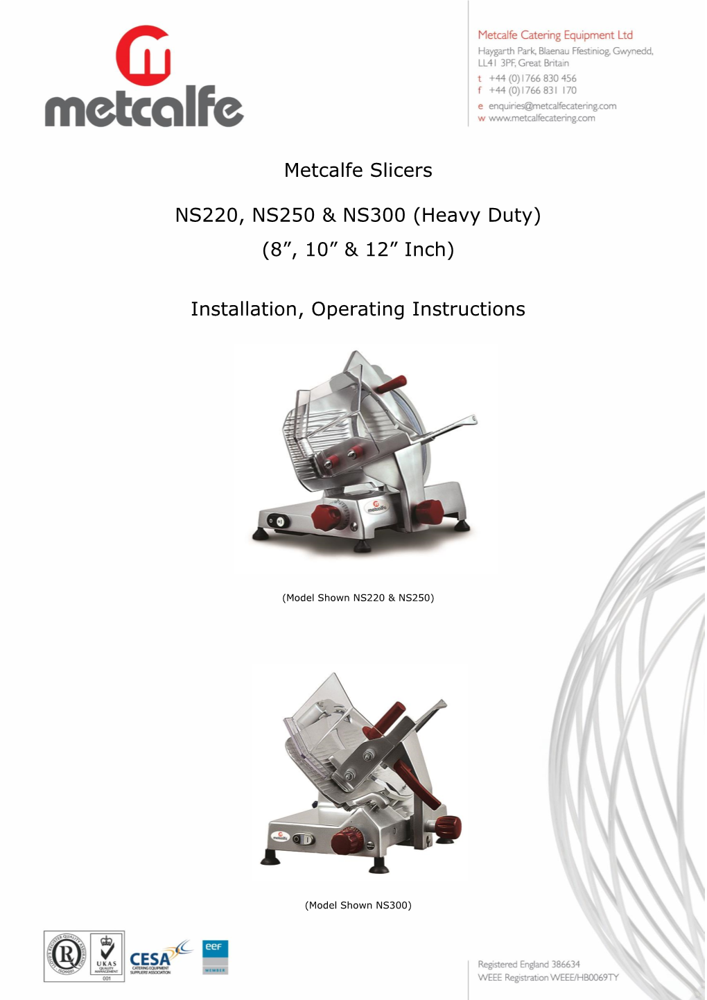 Metcalfe Slicers NS220, NS250 & NS300 (Heavy Duty)