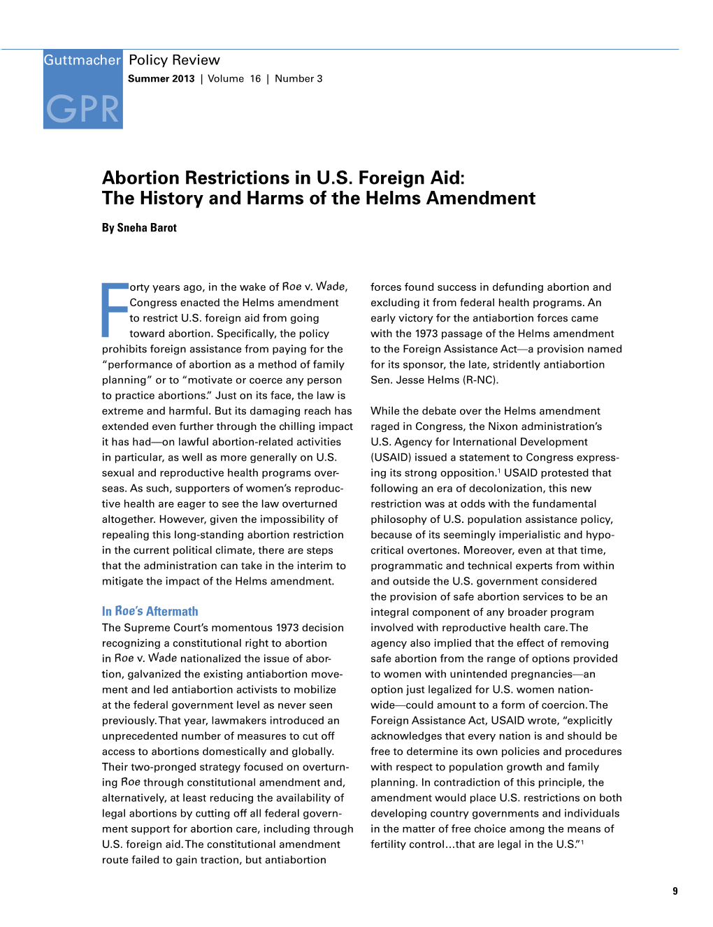 Abortion Restrictions in US Foreign