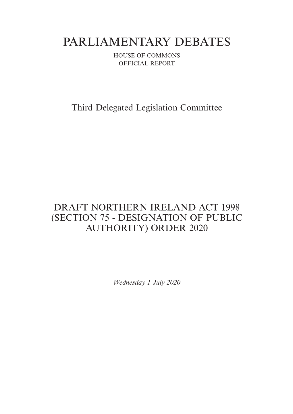 Parliamentary Debates House of Commons Official Report