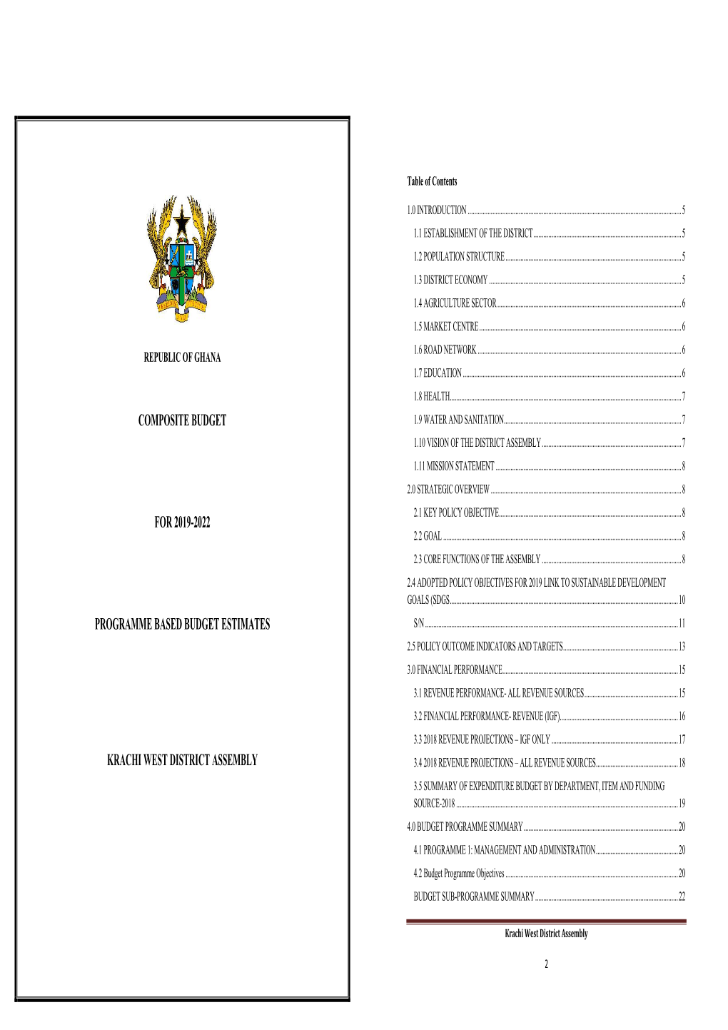 Krachi West District Assembly 3.4 2018 Revenue Projections – All Revenue Sources