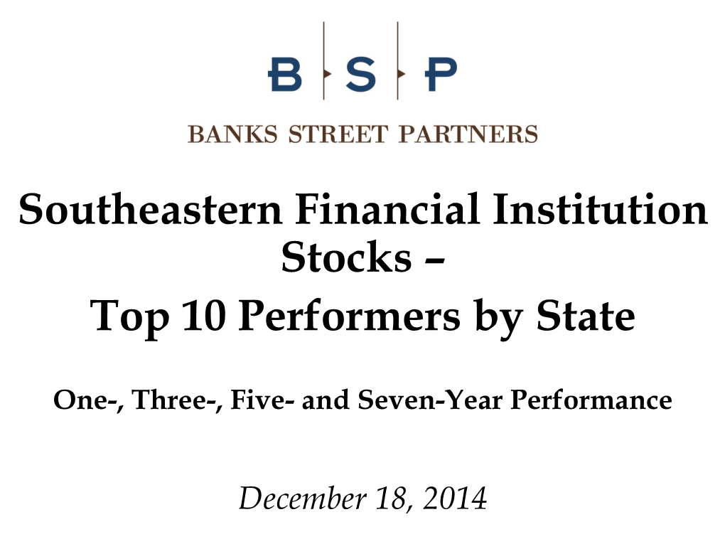 Southeastern Financial Institution Stocks – Top 10 Performers by State