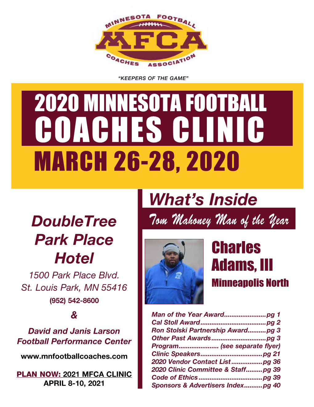 Coaches Clinic March 26-28, 2020