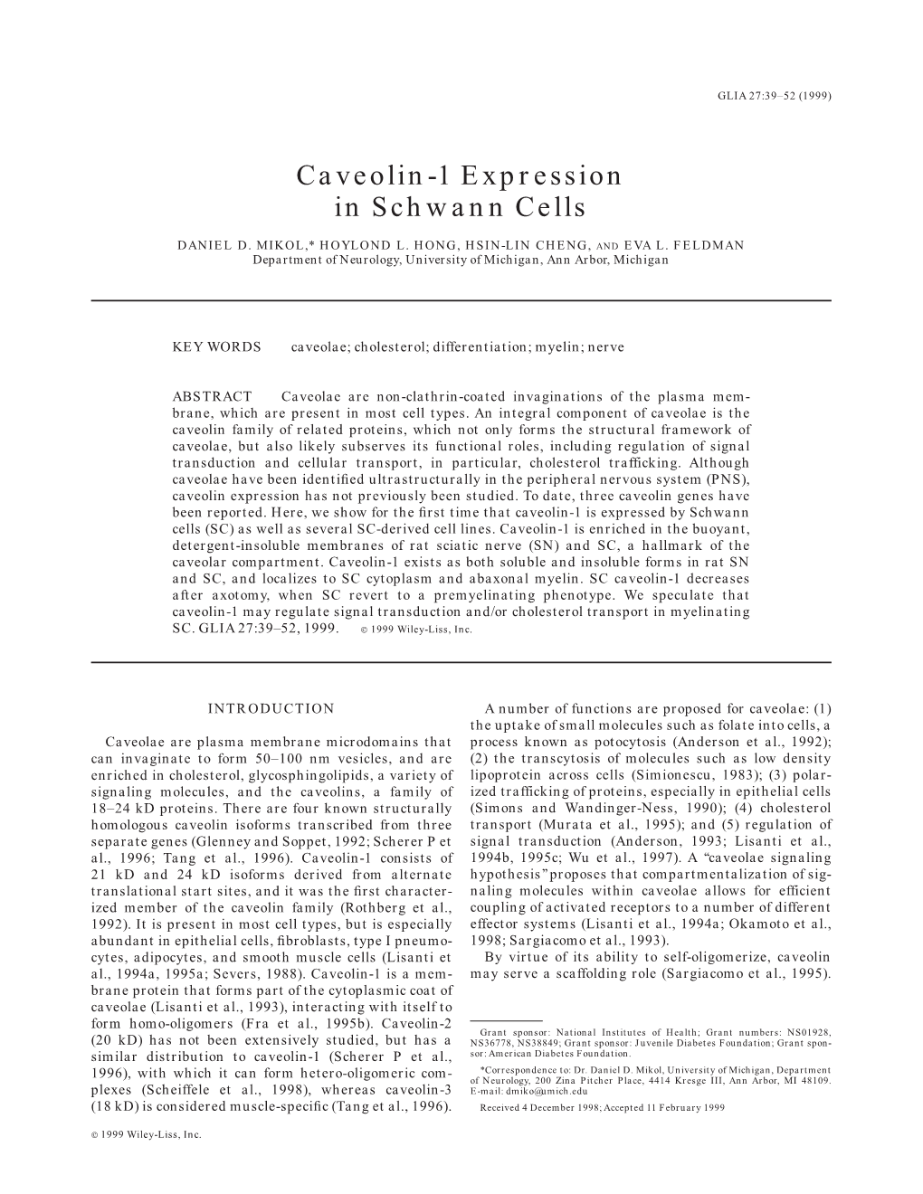 Caveolin-1 Expression in Schwann Cells