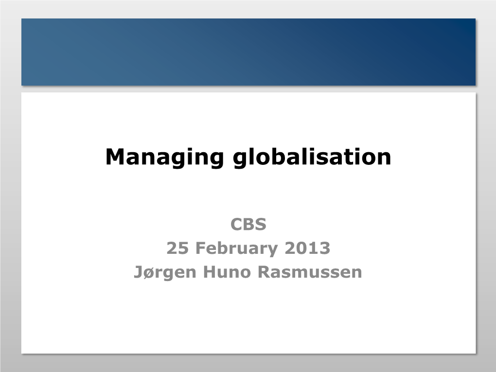 Managing Globalisation