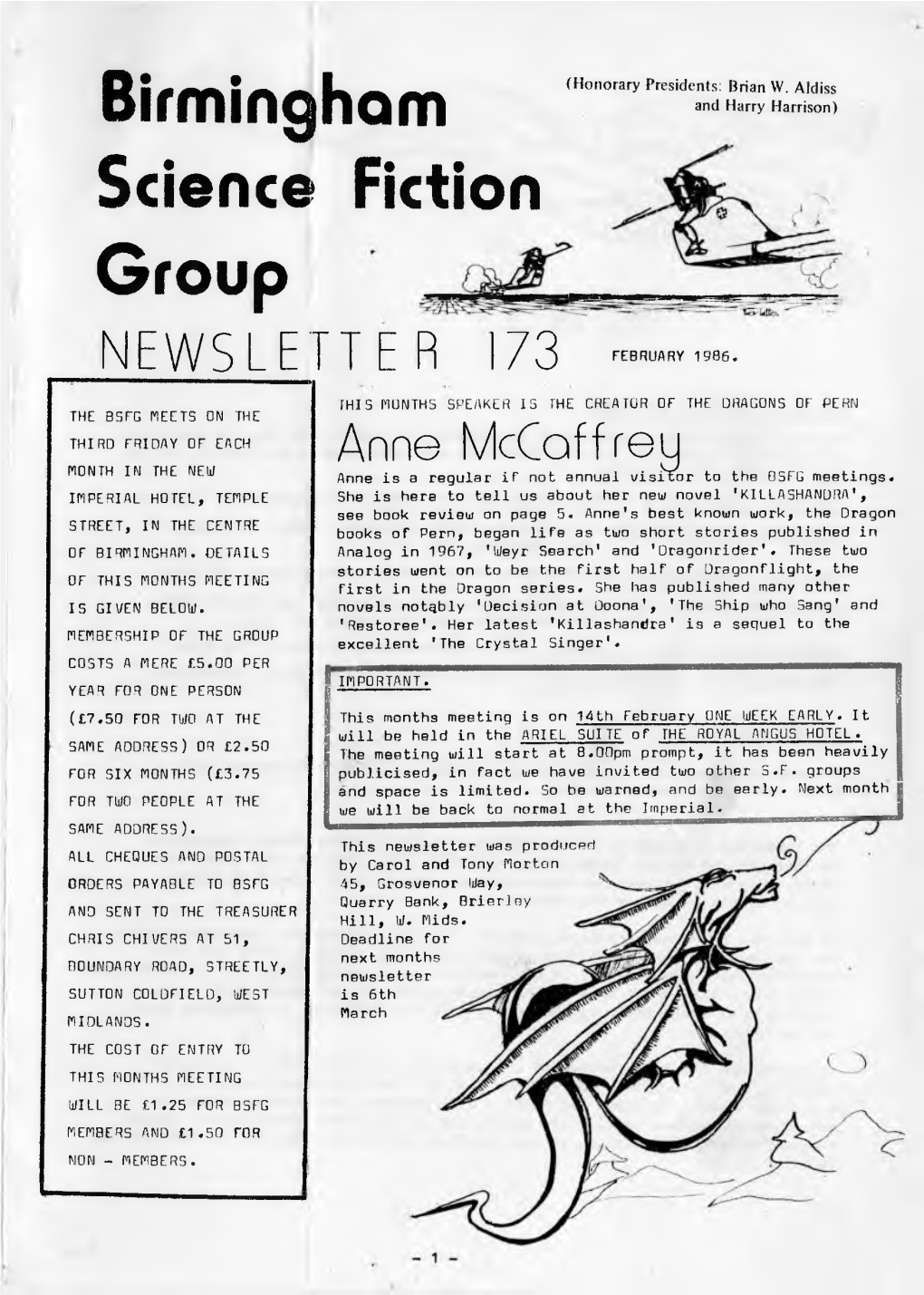 Birmingham Science Fiction Group Newsletter