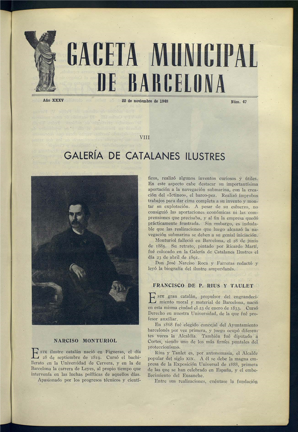 MUNICIPAL DE BARCELONA Año XXXV 22 De Noviembre De 1948 Núm