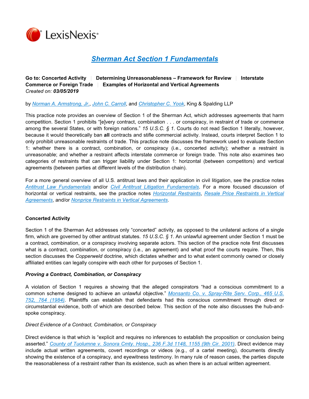 Sherman Act Section 1 Fundamentals