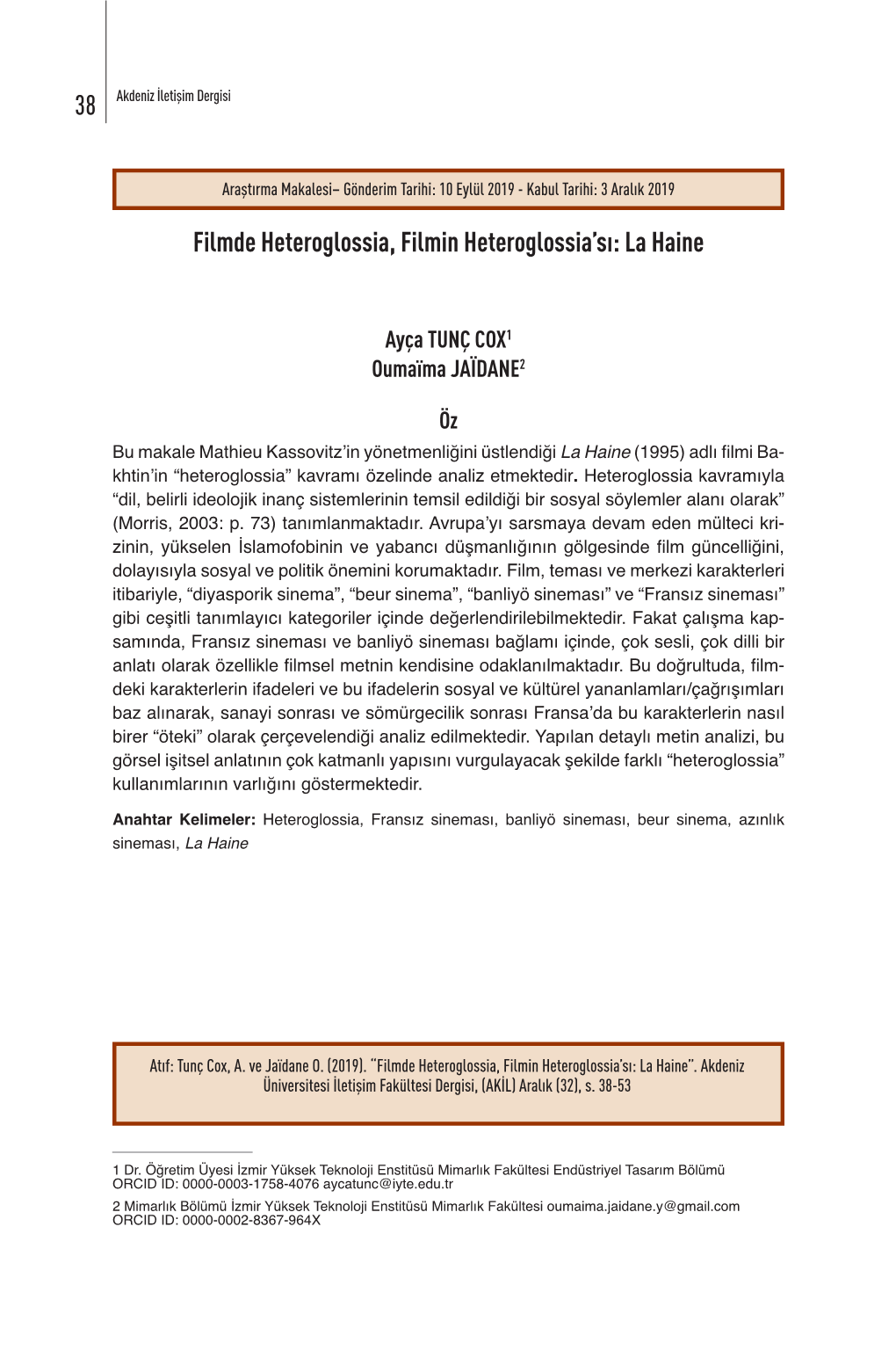 38 Filmde Heteroglossia, Filmin Heteroglossia'sı: La Haine