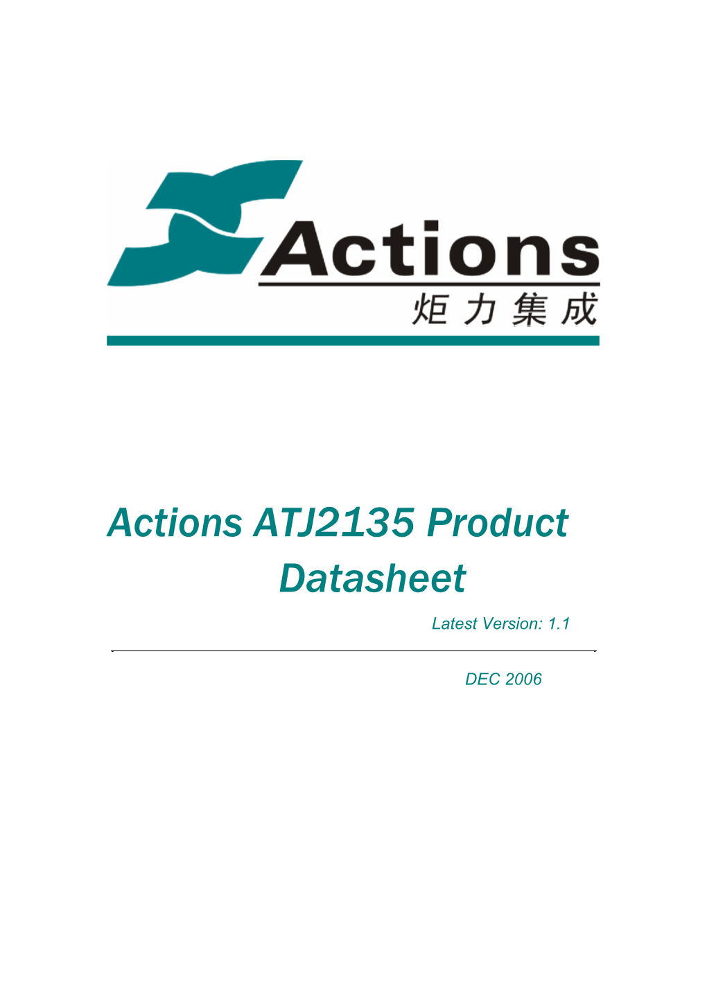 Actions ATJ2135 Product Datasheet Latest Version: 1.1