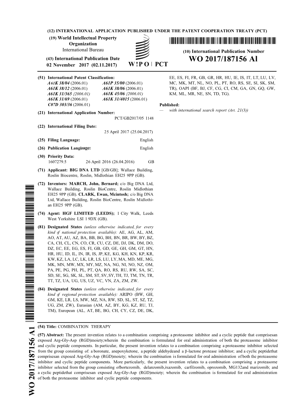 WO 2017/187156 Al 02 November 2017 (02.11.2017) W !P O PCT