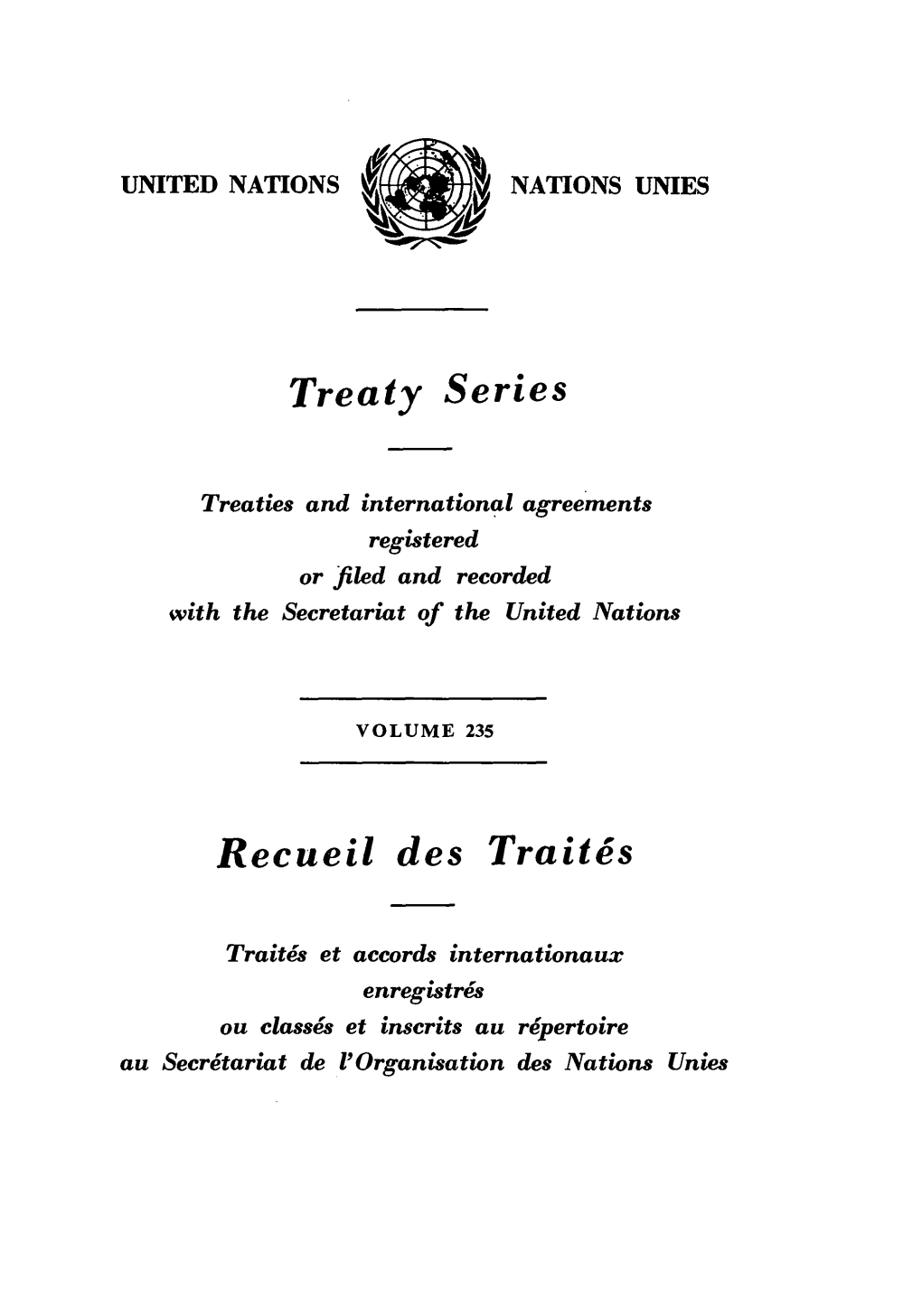 Treaty Series Recueil Des Traites