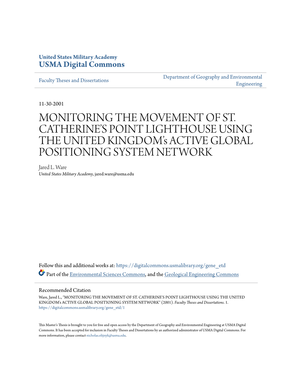 Monitoring the Movement of St. Catherine's Point