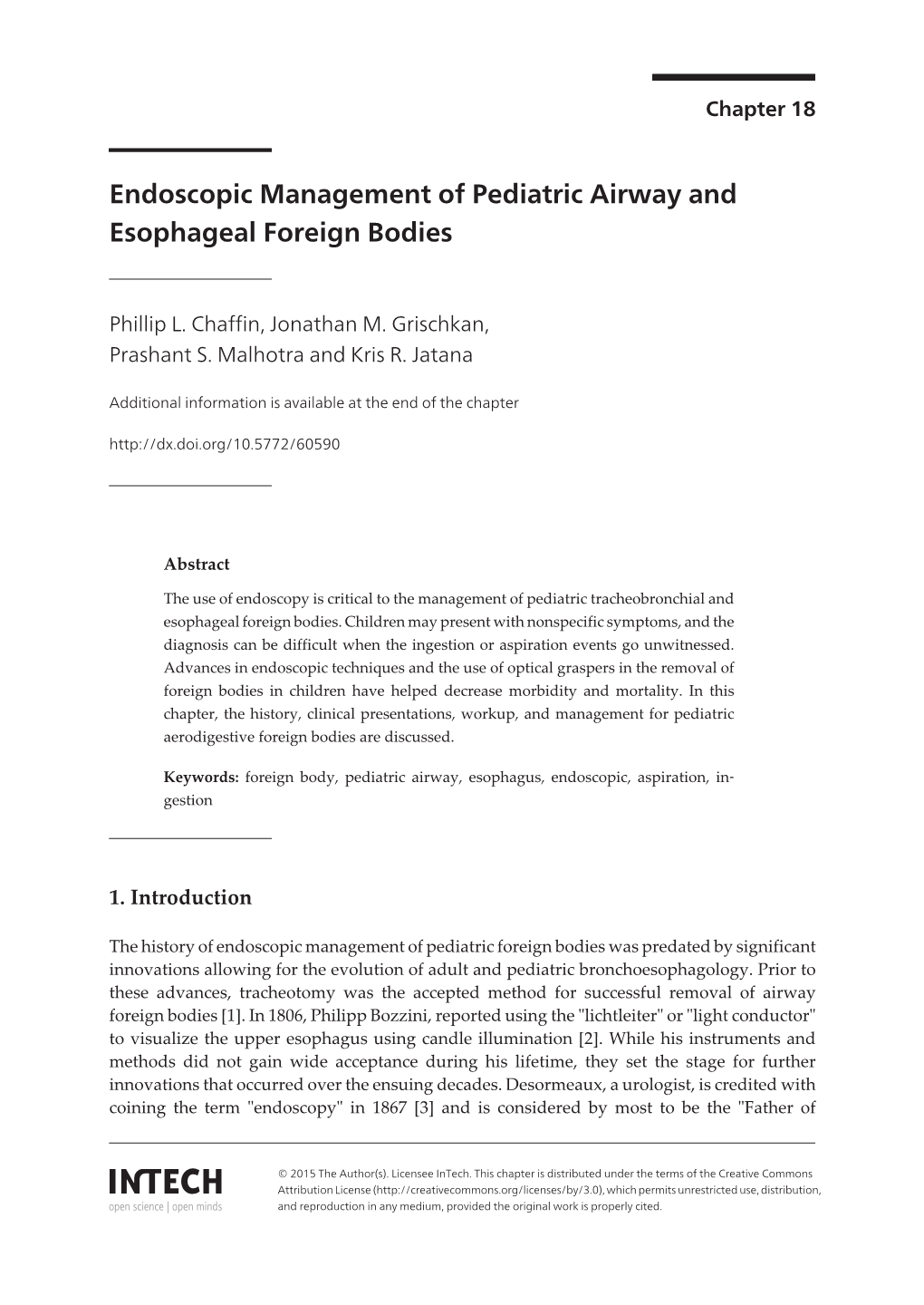 Endoscopic Management of Pediatric Airway and Esophageal Foreign Bodies