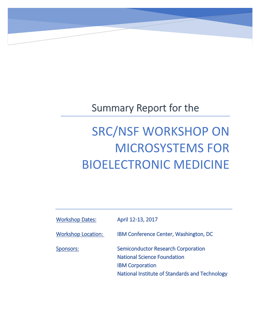 Src/Nsf Workshop on Microsystems for Bioelectronic Medicine