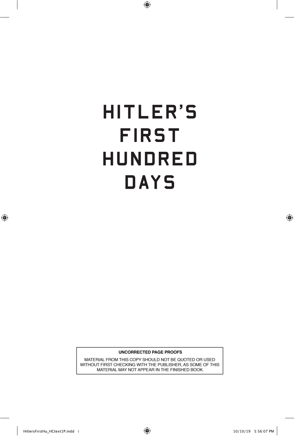 Hitler's First Hundred Days