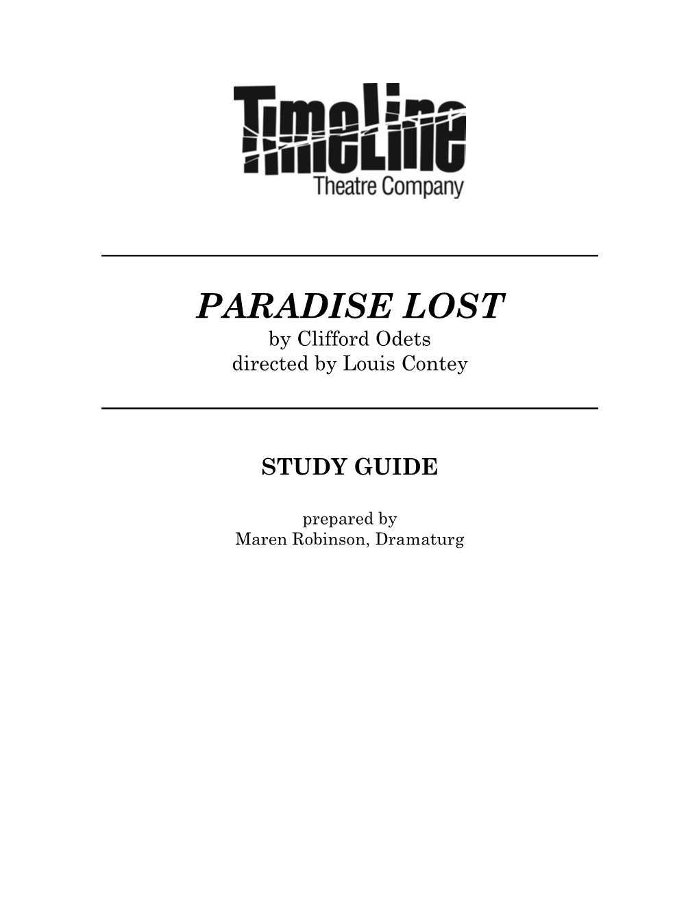 PARADISE LOST by Clifford Odets Directed by Louis Contey