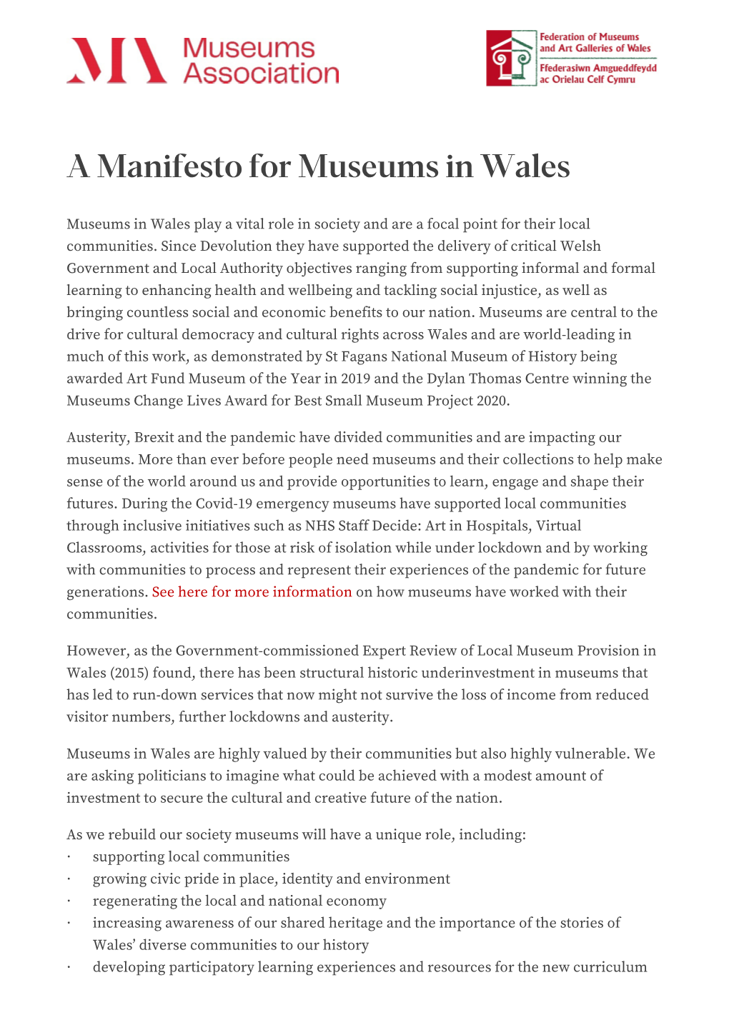 A Manifesto for Museums in Wales