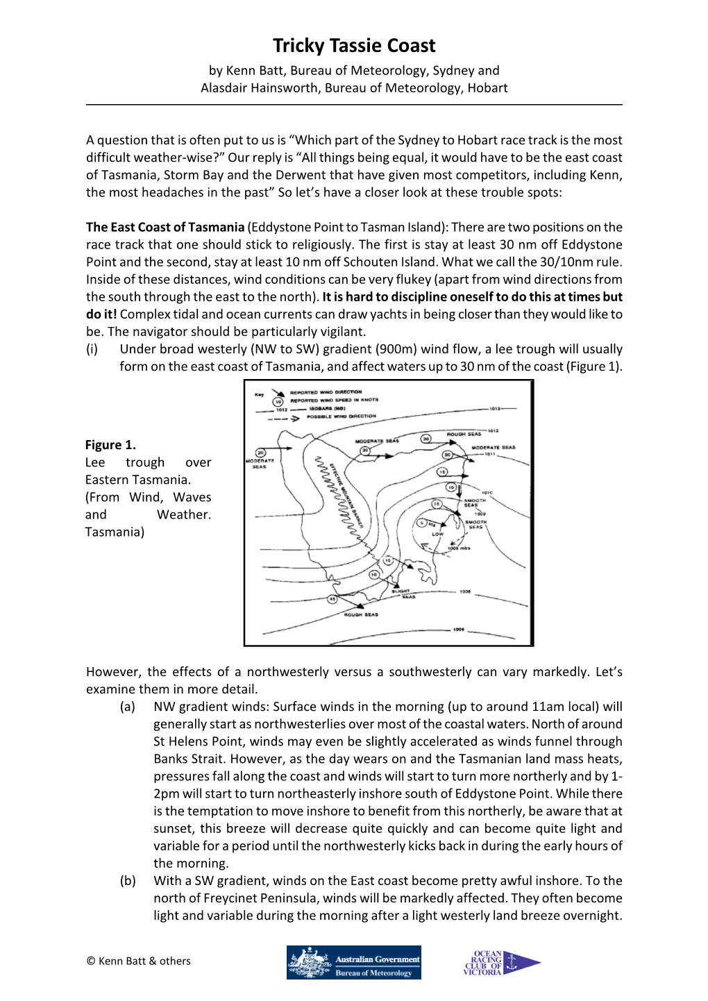 Tricky Tassie Coast by Kenn Batt, Bureau of Meteorology, Sydney and Alasdair Hainsworth, Bureau of Meteorology, Hobart