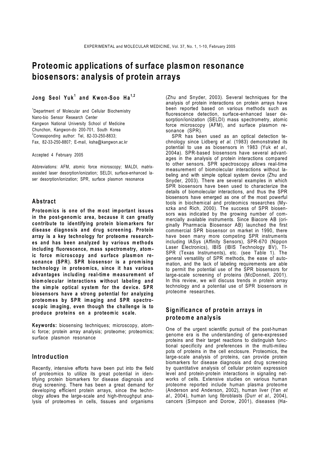 Proteomic Applications of Surface Plasmon Resonance Biosensors: Analysis of Protein Arrays