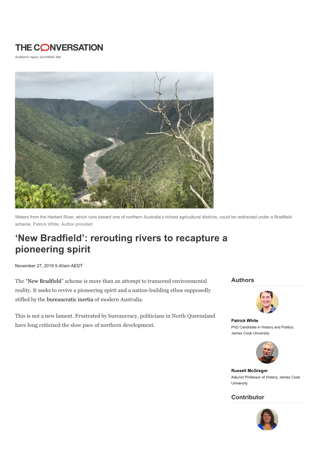 New Bradfield’: Rerouting Rivers to Recapture a Pioneering Spirit