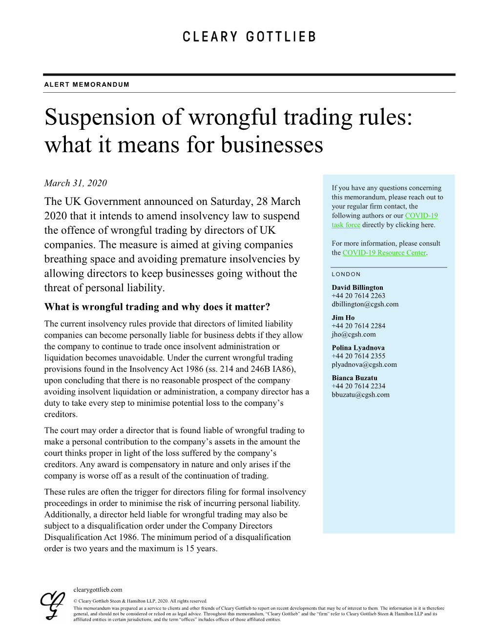 Suspension of Wrongful Trading Rules: What It Means for Businesses