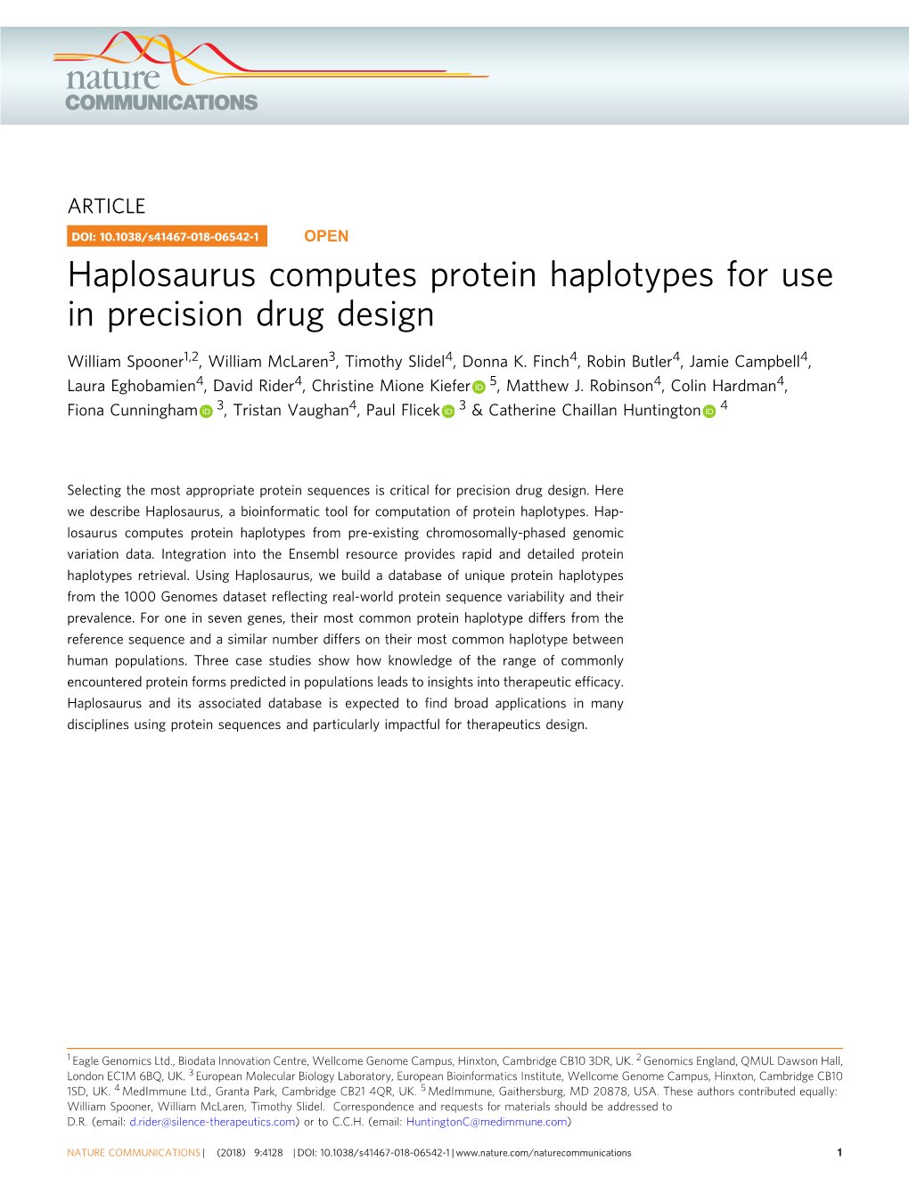 Haplosaurus Computes Protein Haplotypes for Use in Precision Drug Design