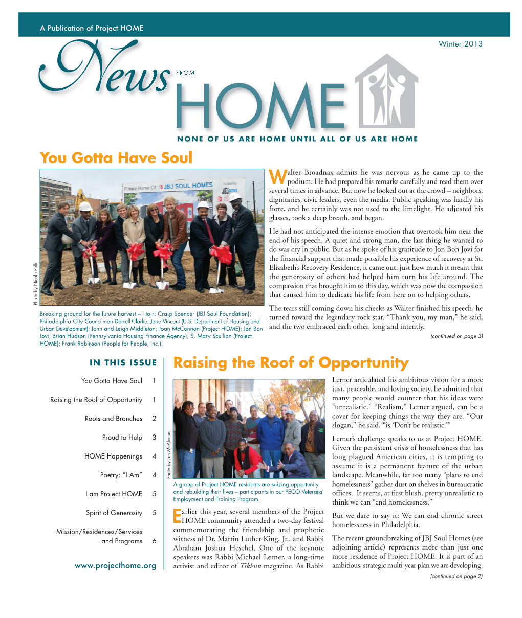 Download the Winter 2013 Edition of News from HOME