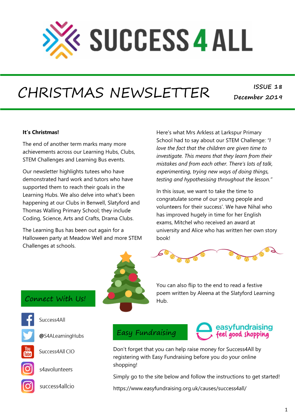 CHRISTMAS NEWSLETTER December 2019