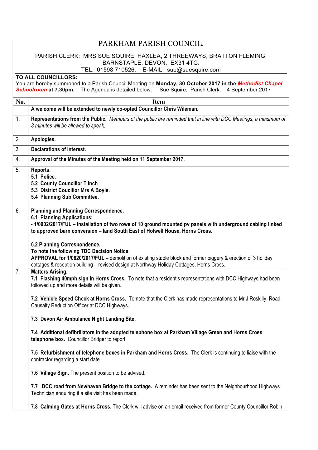 Parkham Parish Council