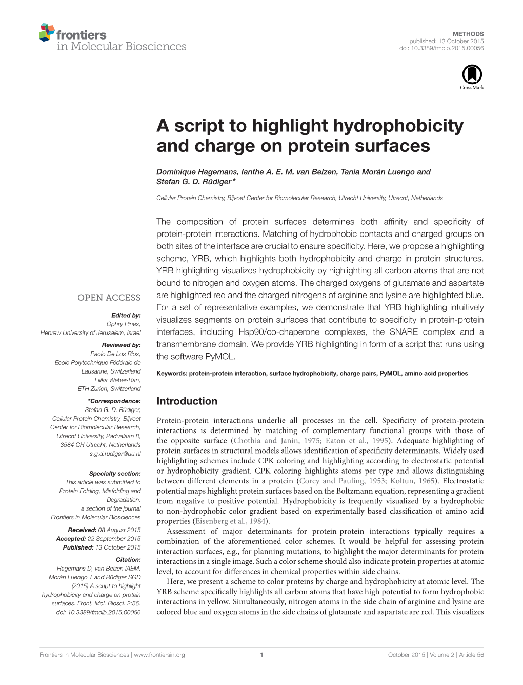 A Script to Highlight Hydrophobicity and Charge on Protein Surfaces