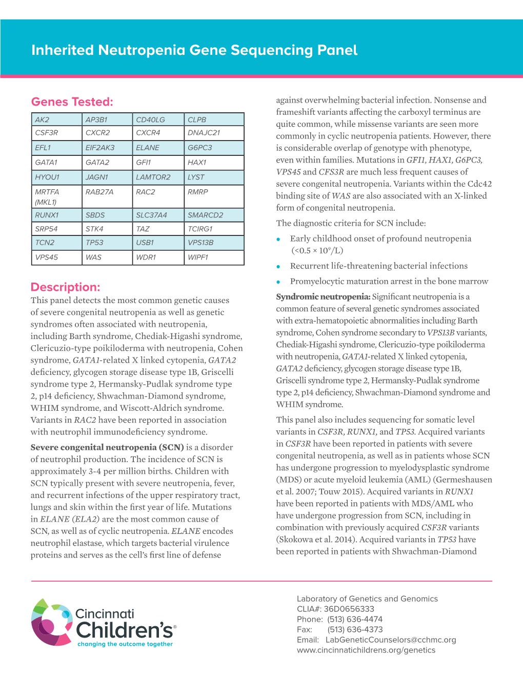 Inherited Neutropenia Gene Sequencing Panel