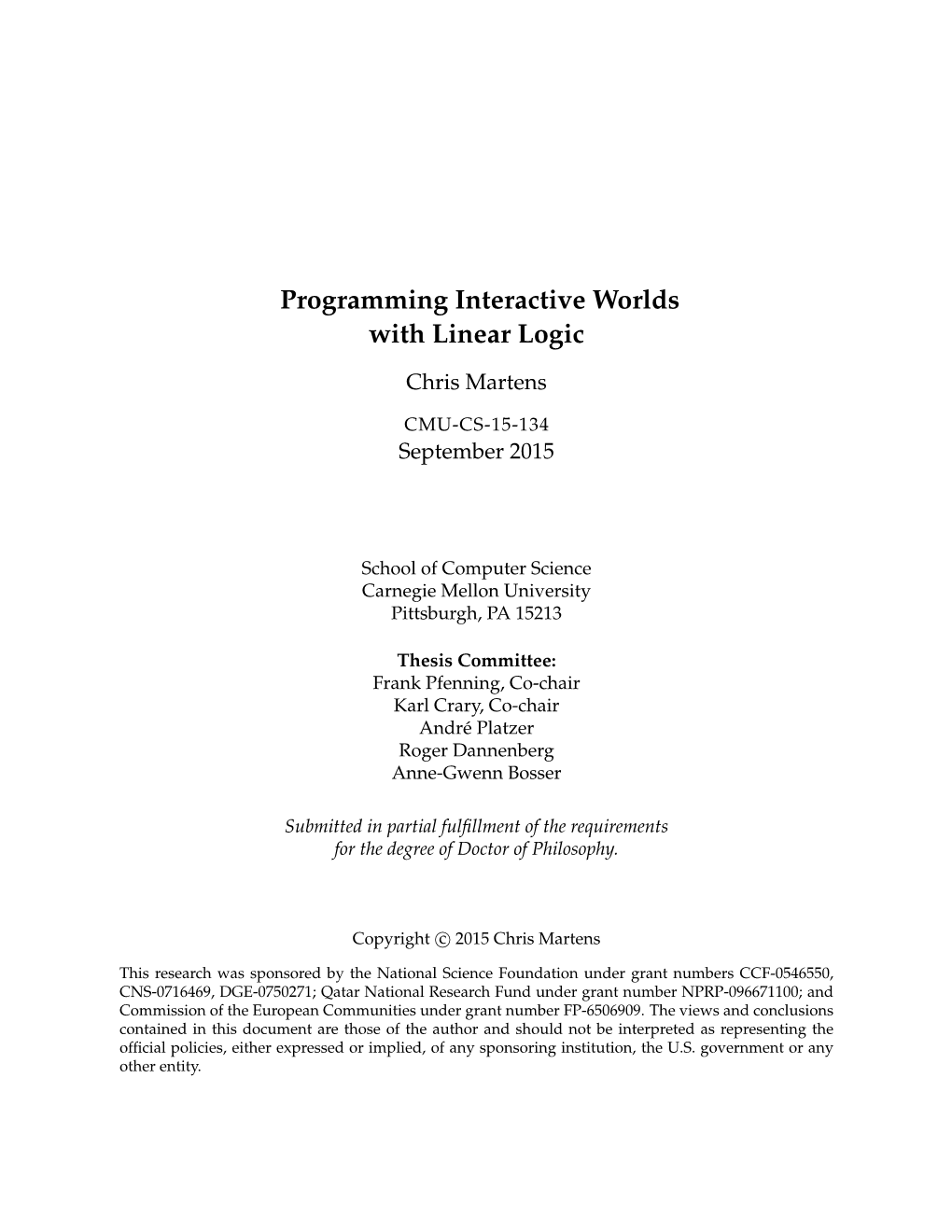 Programming Interactive Worlds with Linear Logic