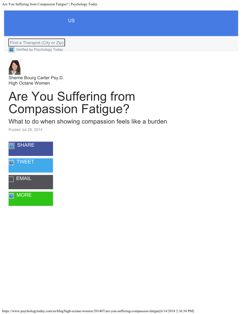 Are You Suffering from Compassion Fatigue? | Psychology Today