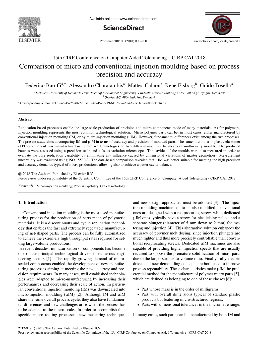 Comparison of Micro and Conventional Injection Moulding