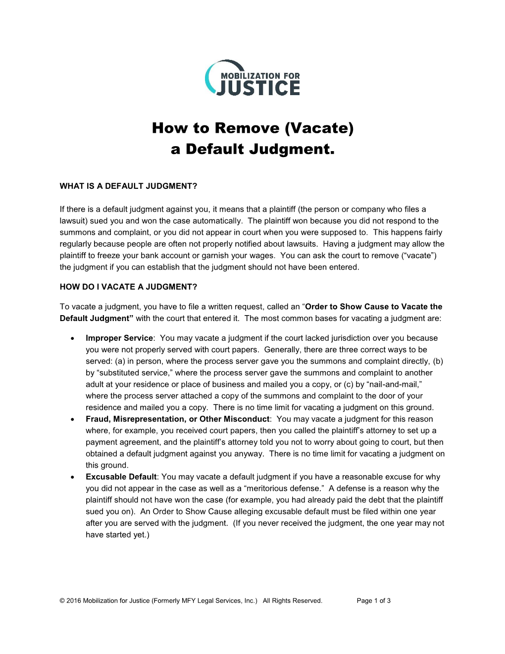 (Vacate) a Default Judgment