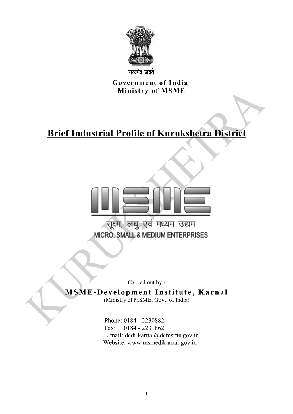 Brief Industrial Profile of Kurukshetra District