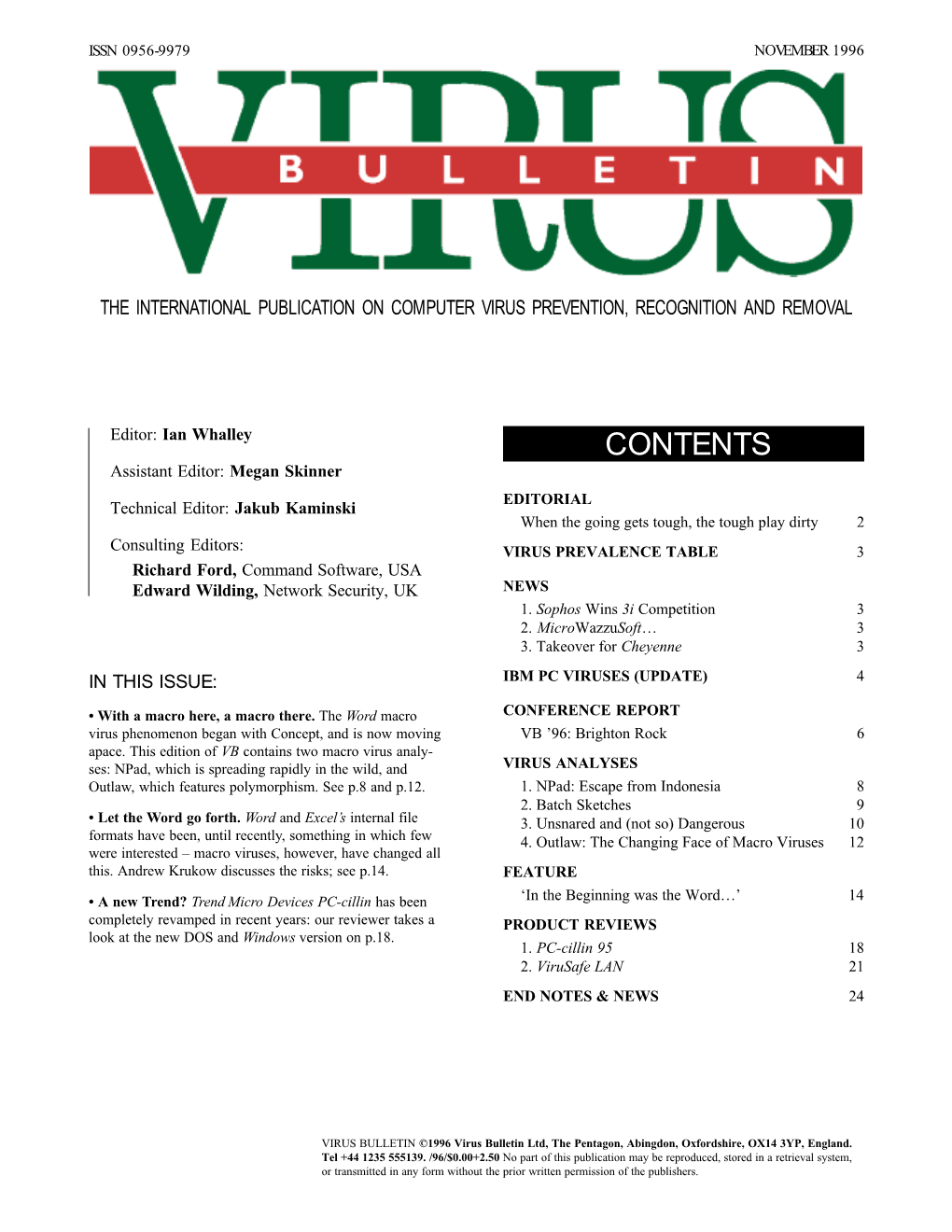 Virus Bulletin, November 1996